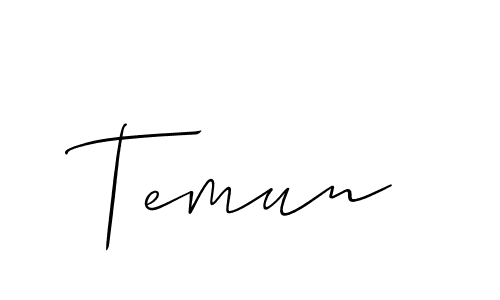 Use a signature maker to create a handwritten signature online. With this signature software, you can design (Allison_Script) your own signature for name Temun. Temun signature style 2 images and pictures png