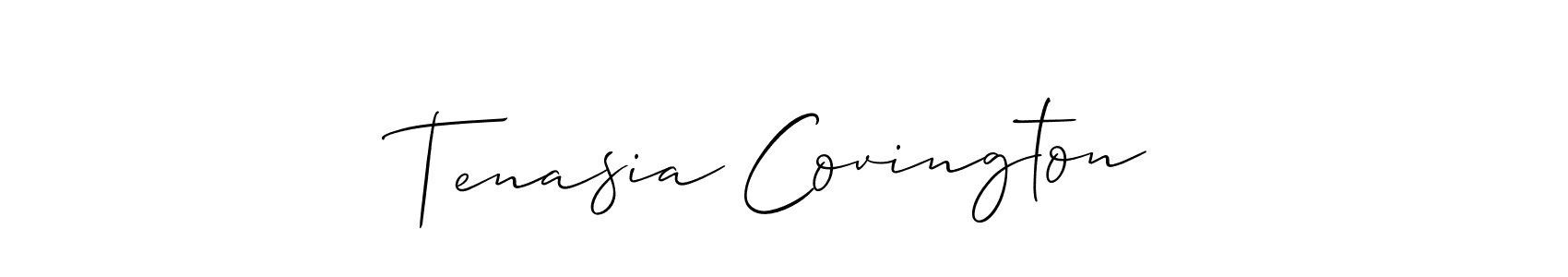 How to make Tenasia Covington signature? Allison_Script is a professional autograph style. Create handwritten signature for Tenasia Covington name. Tenasia Covington signature style 2 images and pictures png