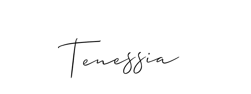 The best way (Allison_Script) to make a short signature is to pick only two or three words in your name. The name Tenessia include a total of six letters. For converting this name. Tenessia signature style 2 images and pictures png