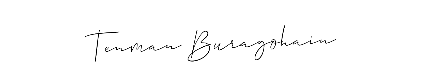 How to make Tenman Buragohain name signature. Use Allison_Script style for creating short signs online. This is the latest handwritten sign. Tenman Buragohain signature style 2 images and pictures png