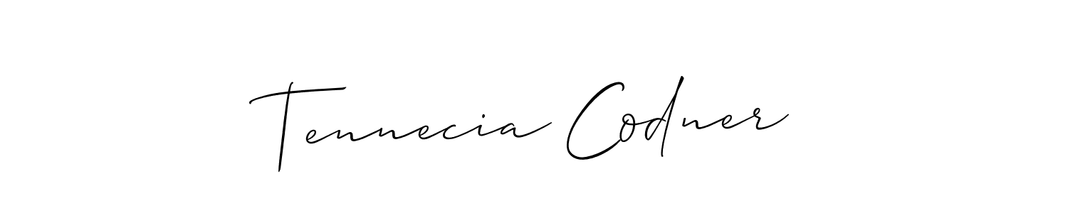 Allison_Script is a professional signature style that is perfect for those who want to add a touch of class to their signature. It is also a great choice for those who want to make their signature more unique. Get Tennecia Codner name to fancy signature for free. Tennecia Codner signature style 2 images and pictures png