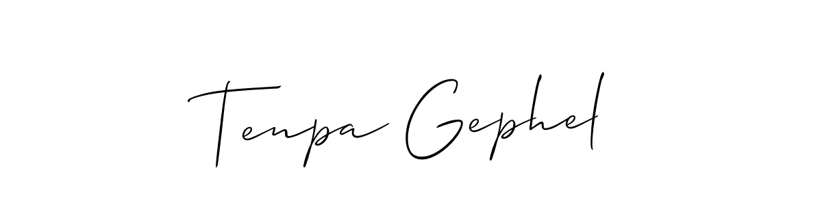How to make Tenpa Gephel name signature. Use Allison_Script style for creating short signs online. This is the latest handwritten sign. Tenpa Gephel signature style 2 images and pictures png
