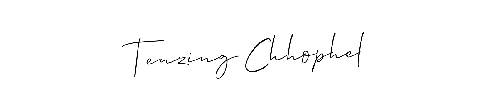 Make a beautiful signature design for name Tenzing Chhophel. With this signature (Allison_Script) style, you can create a handwritten signature for free. Tenzing Chhophel signature style 2 images and pictures png