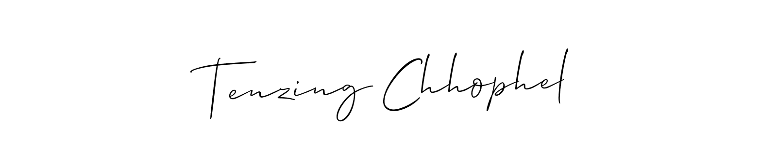 Make a beautiful signature design for name Tenzing Chhophel. With this signature (Allison_Script) style, you can create a handwritten signature for free. Tenzing Chhophel signature style 2 images and pictures png