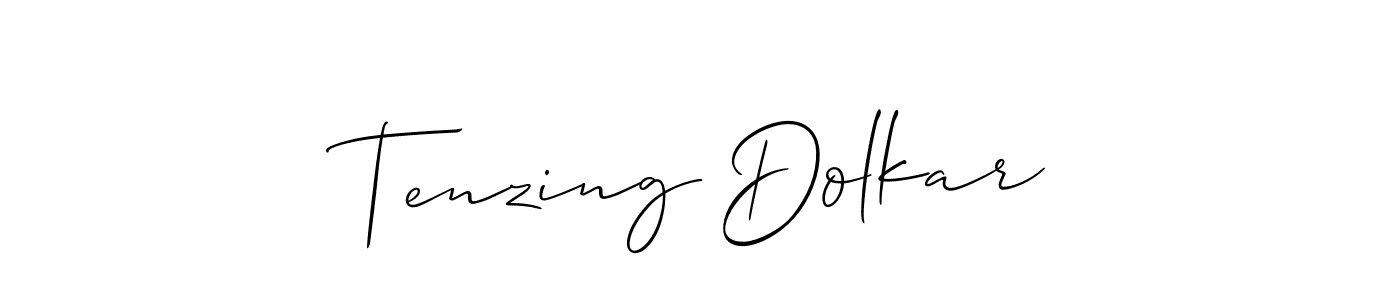 The best way (Allison_Script) to make a short signature is to pick only two or three words in your name. The name Tenzing Dolkar include a total of six letters. For converting this name. Tenzing Dolkar signature style 2 images and pictures png