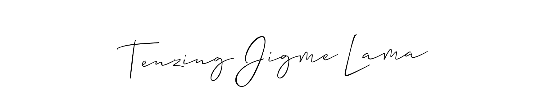 How to make Tenzing Jigme Lama name signature. Use Allison_Script style for creating short signs online. This is the latest handwritten sign. Tenzing Jigme Lama signature style 2 images and pictures png