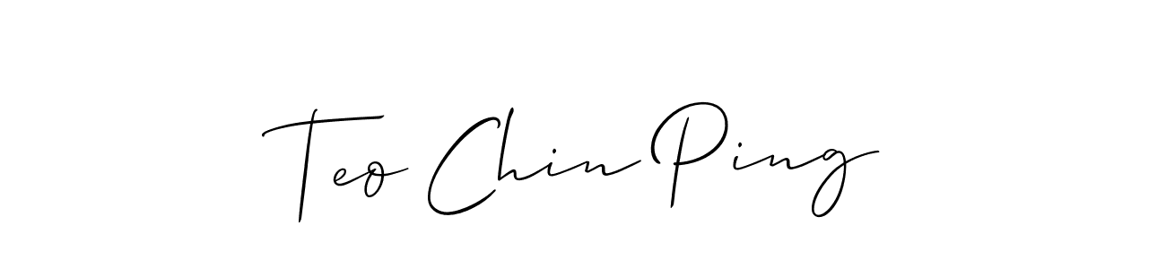 if you are searching for the best signature style for your name Teo Chin Ping. so please give up your signature search. here we have designed multiple signature styles  using Allison_Script. Teo Chin Ping signature style 2 images and pictures png