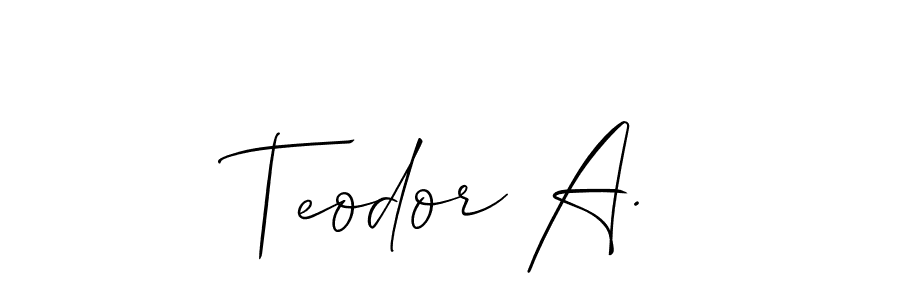 It looks lik you need a new signature style for name Teodor A.. Design unique handwritten (Allison_Script) signature with our free signature maker in just a few clicks. Teodor A. signature style 2 images and pictures png