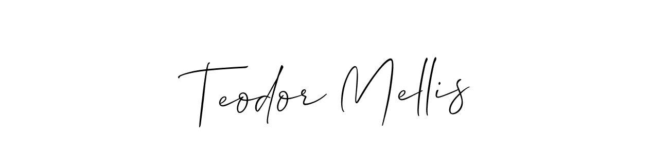 Also You can easily find your signature by using the search form. We will create Teodor Mellis name handwritten signature images for you free of cost using Allison_Script sign style. Teodor Mellis signature style 2 images and pictures png