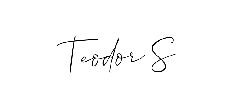 Make a short Teodor S signature style. Manage your documents anywhere anytime using Allison_Script. Create and add eSignatures, submit forms, share and send files easily. Teodor S signature style 2 images and pictures png
