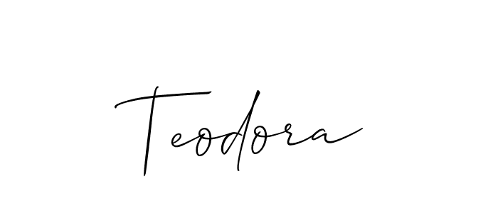 How to make Teodora name signature. Use Allison_Script style for creating short signs online. This is the latest handwritten sign. Teodora signature style 2 images and pictures png