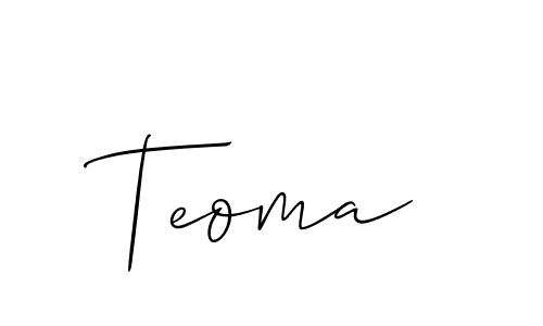 Make a beautiful signature design for name Teoma. With this signature (Allison_Script) style, you can create a handwritten signature for free. Teoma signature style 2 images and pictures png