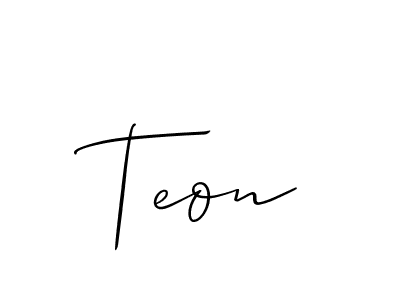 Teon stylish signature style. Best Handwritten Sign (Allison_Script) for my name. Handwritten Signature Collection Ideas for my name Teon. Teon signature style 2 images and pictures png