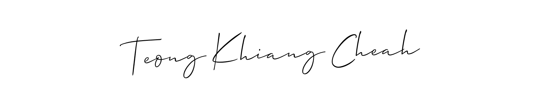 if you are searching for the best signature style for your name Teong Khiang Cheah. so please give up your signature search. here we have designed multiple signature styles  using Allison_Script. Teong Khiang Cheah signature style 2 images and pictures png