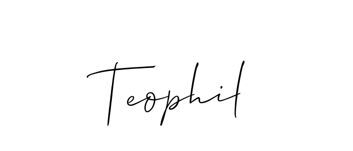 if you are searching for the best signature style for your name Teophil. so please give up your signature search. here we have designed multiple signature styles  using Allison_Script. Teophil signature style 2 images and pictures png