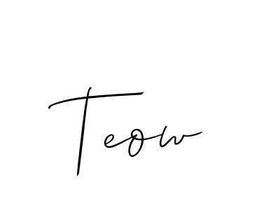 if you are searching for the best signature style for your name Teow. so please give up your signature search. here we have designed multiple signature styles  using Allison_Script. Teow signature style 2 images and pictures png