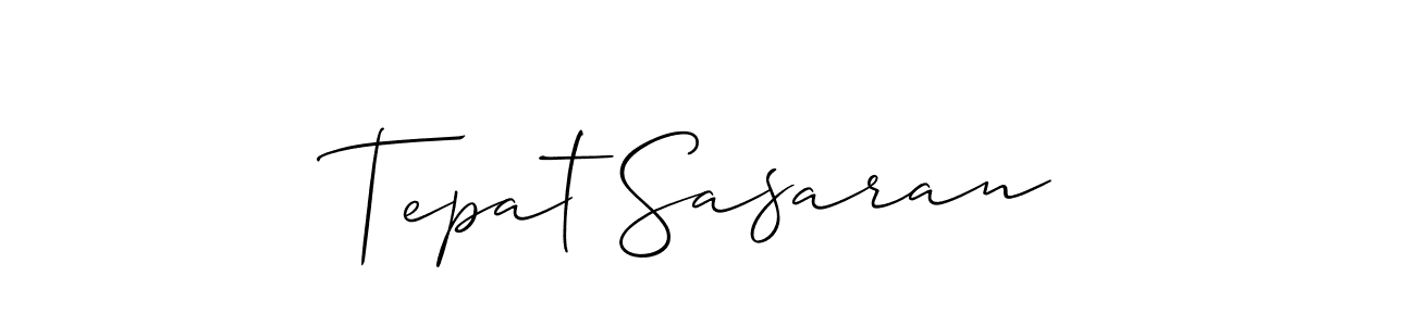 You should practise on your own different ways (Allison_Script) to write your name (Tepat Sasaran) in signature. don't let someone else do it for you. Tepat Sasaran signature style 2 images and pictures png