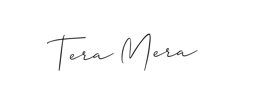 Allison_Script is a professional signature style that is perfect for those who want to add a touch of class to their signature. It is also a great choice for those who want to make their signature more unique. Get Tera Mera name to fancy signature for free. Tera Mera signature style 2 images and pictures png