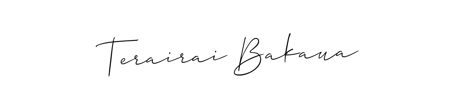 Make a short Terairai Bakaua signature style. Manage your documents anywhere anytime using Allison_Script. Create and add eSignatures, submit forms, share and send files easily. Terairai Bakaua signature style 2 images and pictures png