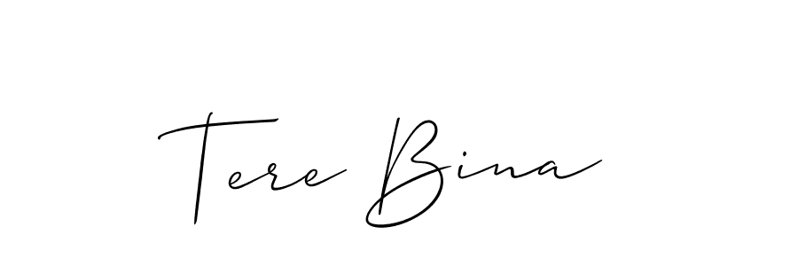 Allison_Script is a professional signature style that is perfect for those who want to add a touch of class to their signature. It is also a great choice for those who want to make their signature more unique. Get Tere Bina name to fancy signature for free. Tere Bina signature style 2 images and pictures png