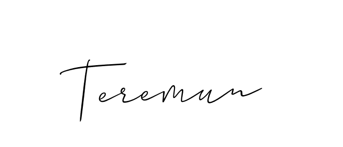 Use a signature maker to create a handwritten signature online. With this signature software, you can design (Allison_Script) your own signature for name Teremun. Teremun signature style 2 images and pictures png