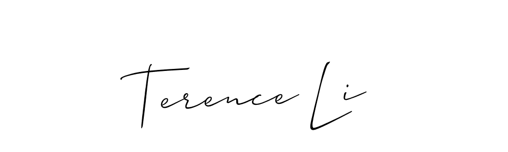 The best way (Allison_Script) to make a short signature is to pick only two or three words in your name. The name Terence Li include a total of six letters. For converting this name. Terence Li signature style 2 images and pictures png