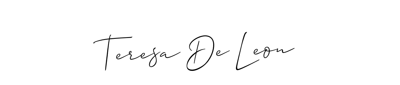 Make a beautiful signature design for name Teresa De Leon. With this signature (Allison_Script) style, you can create a handwritten signature for free. Teresa De Leon signature style 2 images and pictures png