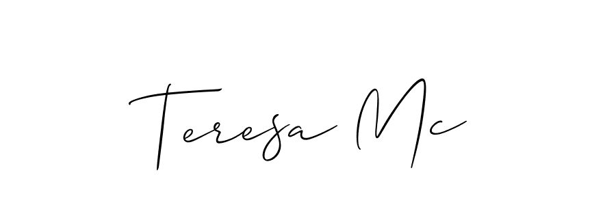 It looks lik you need a new signature style for name Teresa Mc. Design unique handwritten (Allison_Script) signature with our free signature maker in just a few clicks. Teresa Mc signature style 2 images and pictures png