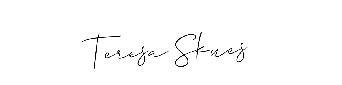 Create a beautiful signature design for name Teresa Skues. With this signature (Allison_Script) fonts, you can make a handwritten signature for free. Teresa Skues signature style 2 images and pictures png