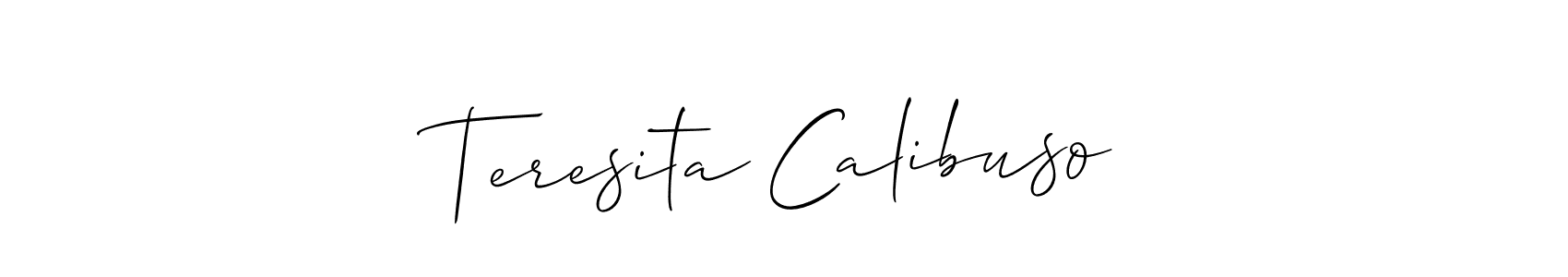 You should practise on your own different ways (Allison_Script) to write your name (Teresita Calibuso) in signature. don't let someone else do it for you. Teresita Calibuso signature style 2 images and pictures png