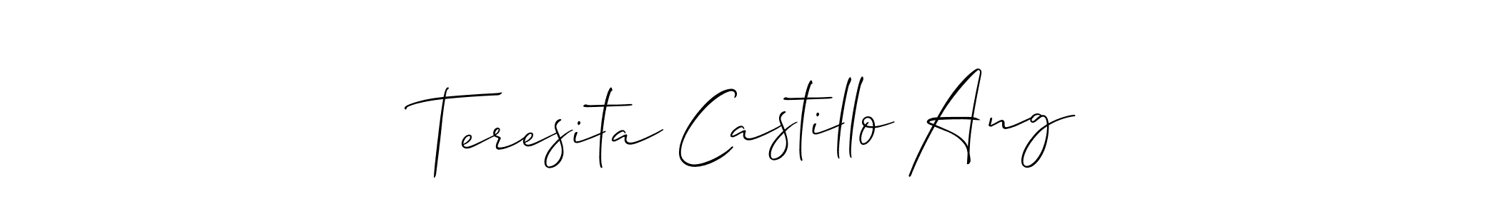 The best way (Allison_Script) to make a short signature is to pick only two or three words in your name. The name Teresita Castillo Ang include a total of six letters. For converting this name. Teresita Castillo Ang signature style 2 images and pictures png