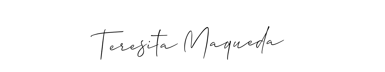 You should practise on your own different ways (Allison_Script) to write your name (Teresita Maqueda) in signature. don't let someone else do it for you. Teresita Maqueda signature style 2 images and pictures png