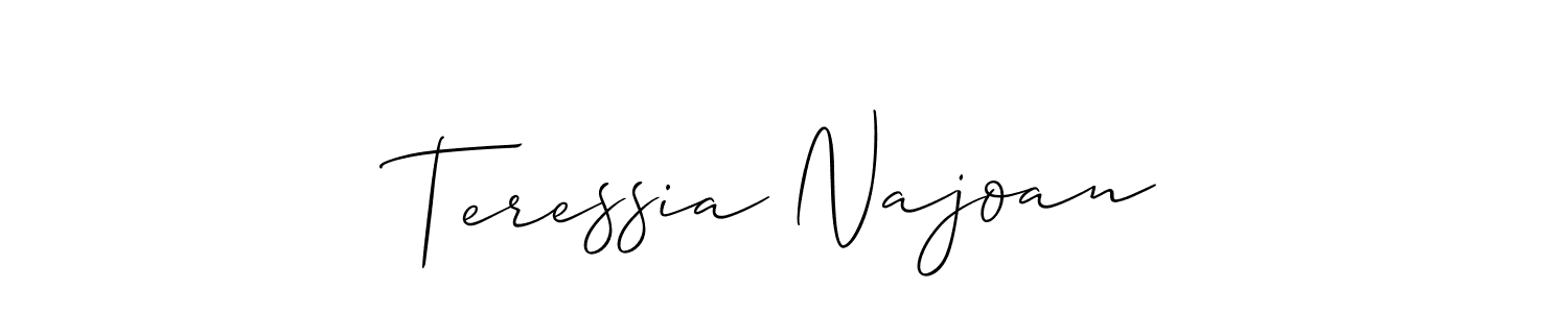 Make a short Teressia Najoan signature style. Manage your documents anywhere anytime using Allison_Script. Create and add eSignatures, submit forms, share and send files easily. Teressia Najoan signature style 2 images and pictures png