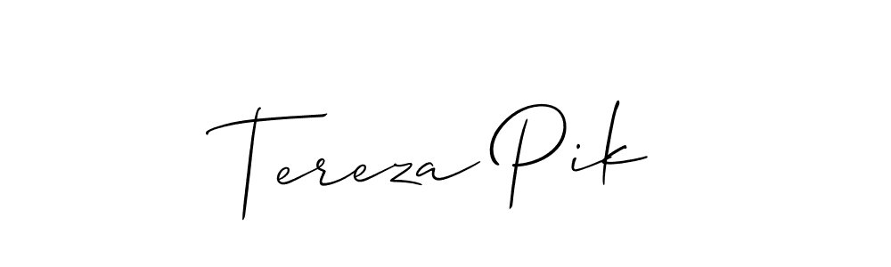 The best way (Allison_Script) to make a short signature is to pick only two or three words in your name. The name Tereza Pik include a total of six letters. For converting this name. Tereza Pik signature style 2 images and pictures png