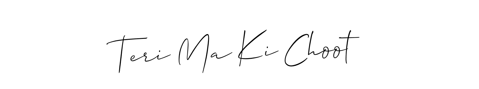 Similarly Allison_Script is the best handwritten signature design. Signature creator online .You can use it as an online autograph creator for name Teri Ma Ki Choot. Teri Ma Ki Choot signature style 2 images and pictures png