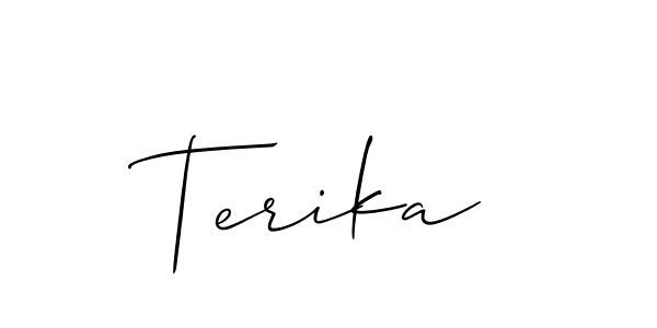 Terika stylish signature style. Best Handwritten Sign (Allison_Script) for my name. Handwritten Signature Collection Ideas for my name Terika. Terika signature style 2 images and pictures png