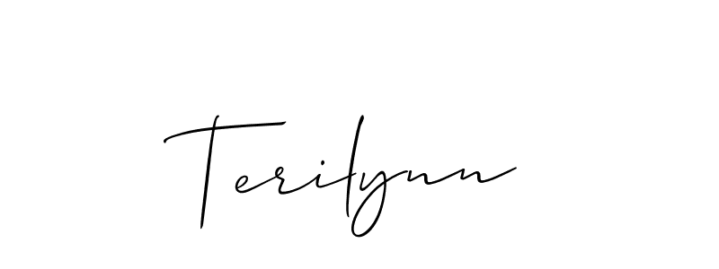 Allison_Script is a professional signature style that is perfect for those who want to add a touch of class to their signature. It is also a great choice for those who want to make their signature more unique. Get Terilynn name to fancy signature for free. Terilynn signature style 2 images and pictures png