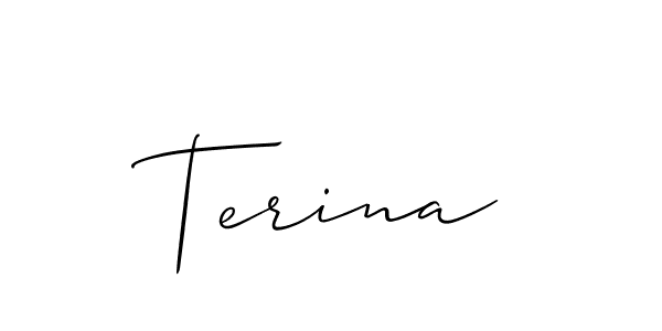 The best way (Allison_Script) to make a short signature is to pick only two or three words in your name. The name Terina include a total of six letters. For converting this name. Terina signature style 2 images and pictures png