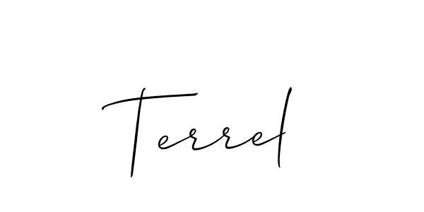 Make a beautiful signature design for name Terrel. With this signature (Allison_Script) style, you can create a handwritten signature for free. Terrel signature style 2 images and pictures png