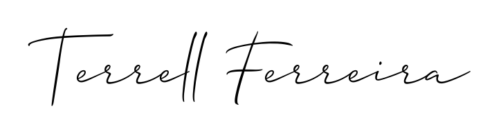A stylish, flowing autograph style designed for name Terrell Ferreira using Allison_Script typography. Perfect for digital creative projects. Terrell Ferreira signature style 2 images and pictures png