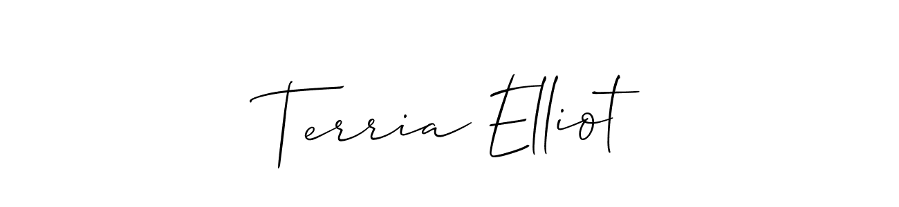 Create a beautiful signature design for name Terria Elliot. With this signature (Allison_Script) fonts, you can make a handwritten signature for free. Terria Elliot signature style 2 images and pictures png