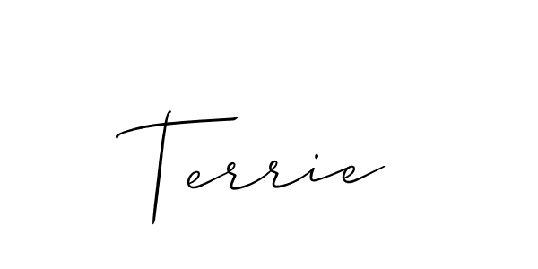 Design your own signature with our free online signature maker. With this signature software, you can create a handwritten (Allison_Script) signature for name Terrie. Terrie signature style 2 images and pictures png