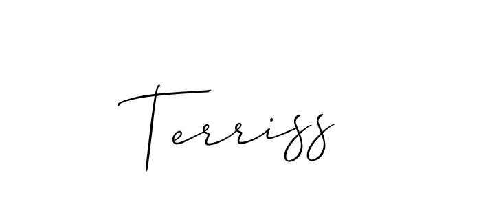 How to Draw Terriss signature style? Allison_Script is a latest design signature styles for name Terriss. Terriss signature style 2 images and pictures png