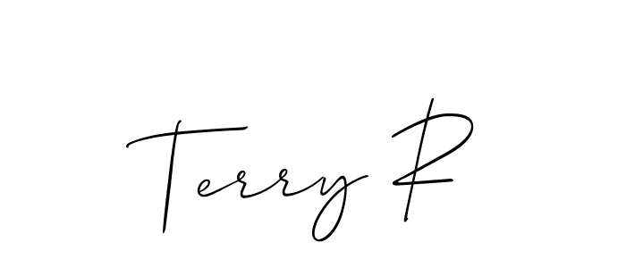 The best way (Allison_Script) to make a short signature is to pick only two or three words in your name. The name Terry R include a total of six letters. For converting this name. Terry R signature style 2 images and pictures png