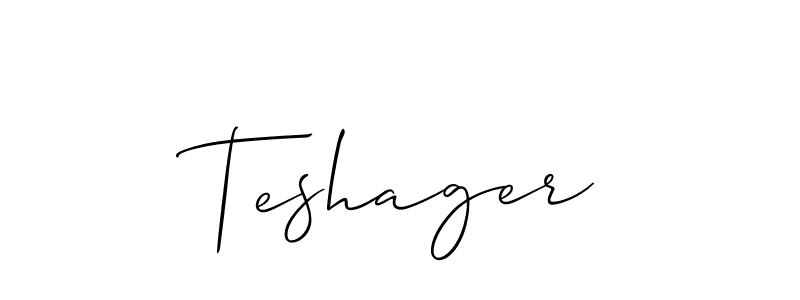 Use a signature maker to create a handwritten signature online. With this signature software, you can design (Allison_Script) your own signature for name Teshager. Teshager signature style 2 images and pictures png