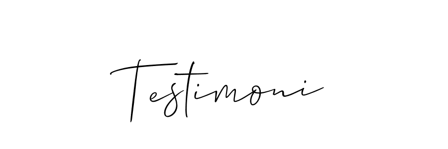 Testimoni stylish signature style. Best Handwritten Sign (Allison_Script) for my name. Handwritten Signature Collection Ideas for my name Testimoni. Testimoni signature style 2 images and pictures png