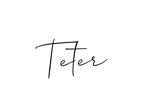 The best way (Allison_Script) to make a short signature is to pick only two or three words in your name. The name Teter include a total of six letters. For converting this name. Teter signature style 2 images and pictures png