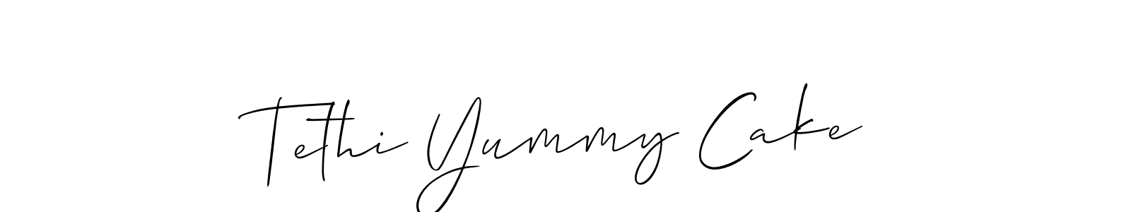 The best way (Allison_Script) to make a short signature is to pick only two or three words in your name. The name Tethi Yummy Cake include a total of six letters. For converting this name. Tethi Yummy Cake signature style 2 images and pictures png