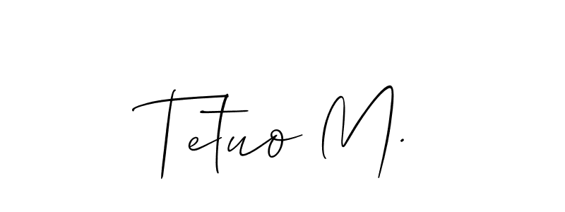 How to make Tetuo M. name signature. Use Allison_Script style for creating short signs online. This is the latest handwritten sign. Tetuo M. signature style 2 images and pictures png