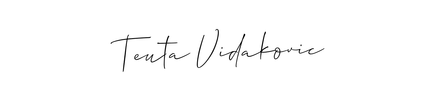 This is the best signature style for the Teuta Vidakovic name. Also you like these signature font (Allison_Script). Mix name signature. Teuta Vidakovic signature style 2 images and pictures png